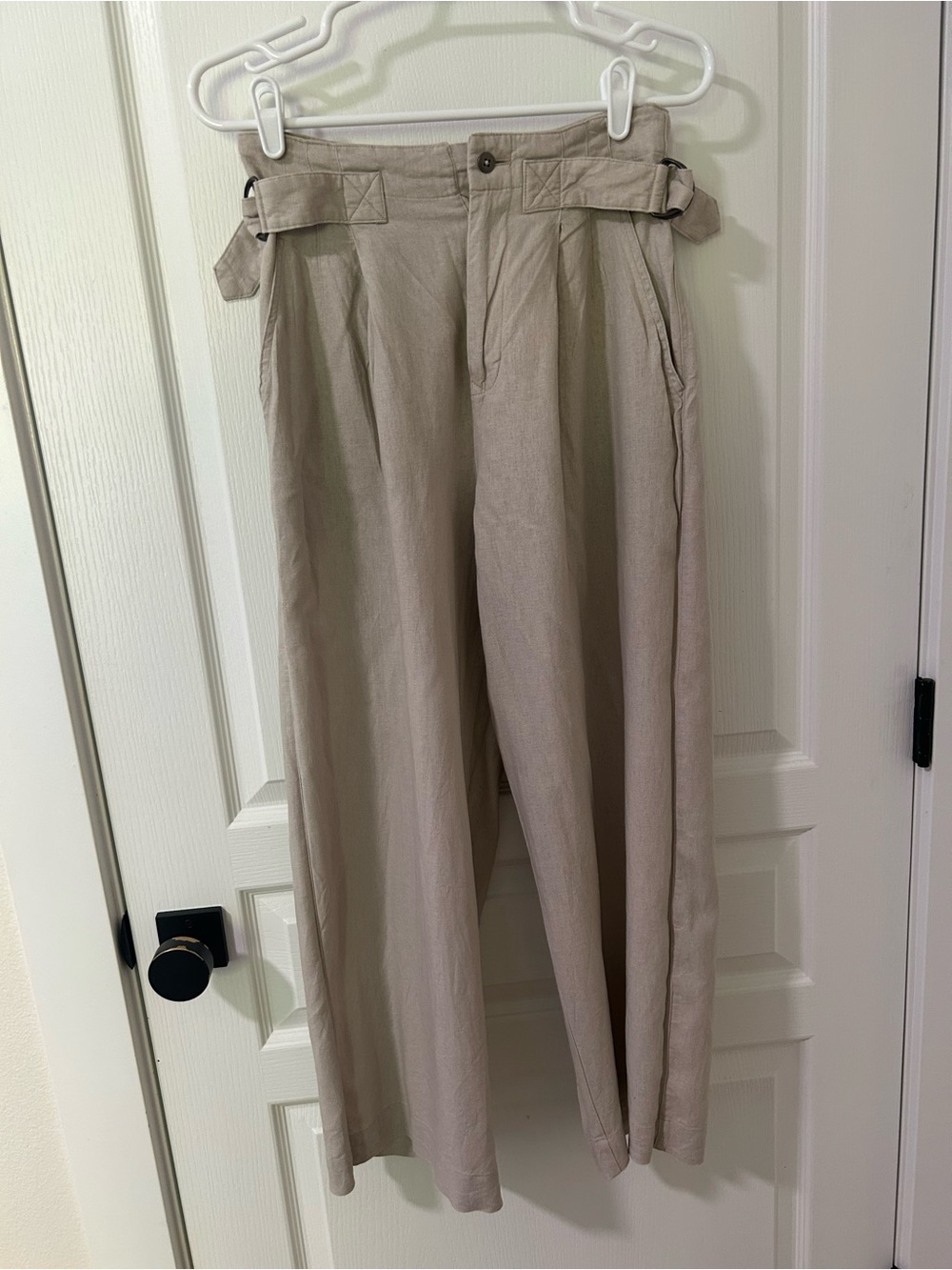 Urban Outfitters Rayon-Linen Blend Trousers with Belted Sides
